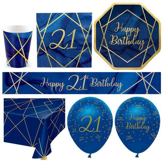 21st Navy & Gold Geode Party Pack - Deluxe Pack for 16