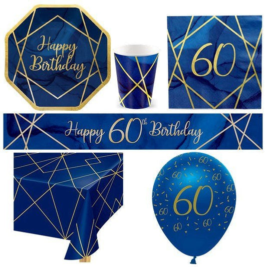 60th Navy & Gold Geode Party Pack - Deluxe Pack for 8
