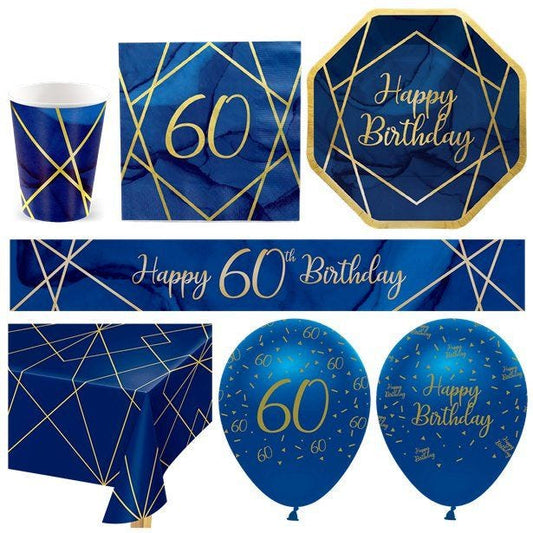 60th Navy & Gold Geode Party Pack - Deluxe Pack for 16