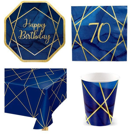 70th Navy & Gold Geode Party Pack - Value Pack for 8