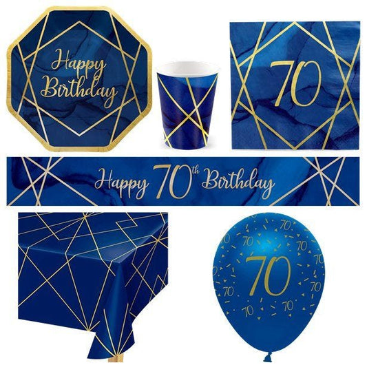 70th Navy & Gold Geode Party Pack - Deluxe Pack for 8