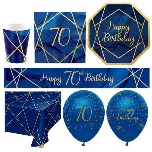 70th Navy & Gold Geode Party Pack - Deluxe Pack for 16
