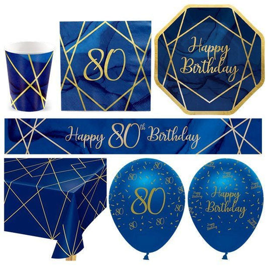 80th Navy & Gold Geode Party Pack - Deluxe Pack for 16