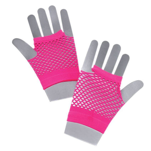 Neon Pink Fishnet Gloves