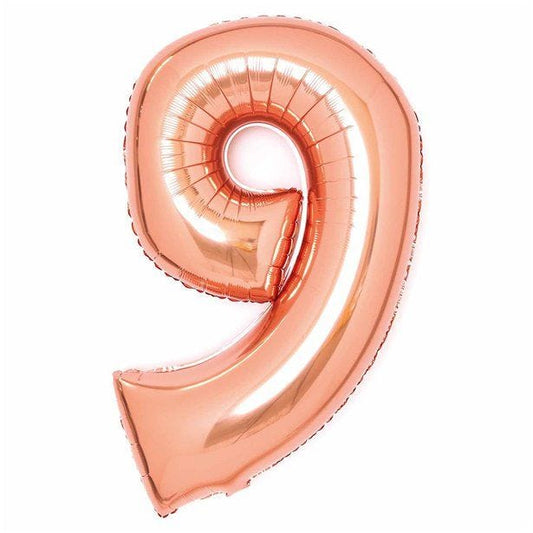 Number 9 Rose Copper Foil Balloon - 34"
