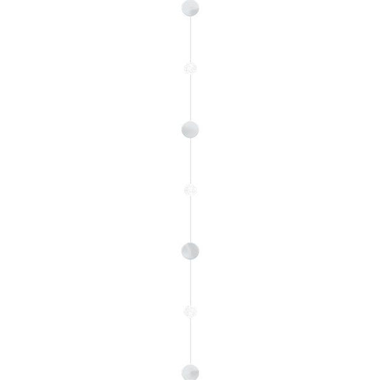 White & Silver Glitter Paper Circles Balloon Tail - 1.8m