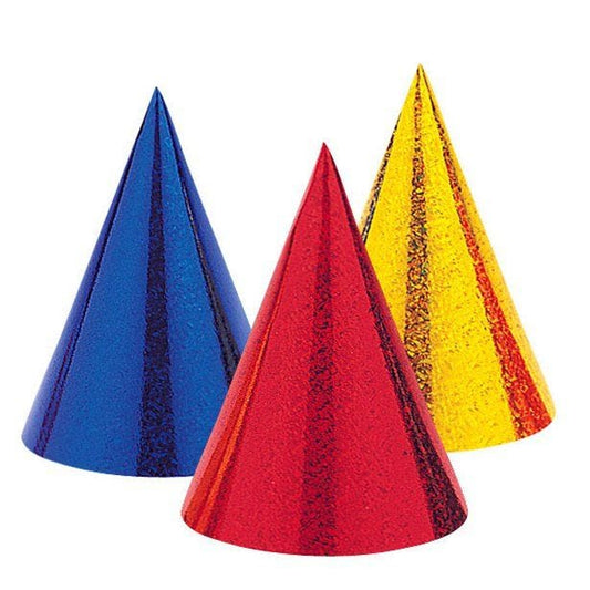 Prismatic Cone Party Hats (8pk)
