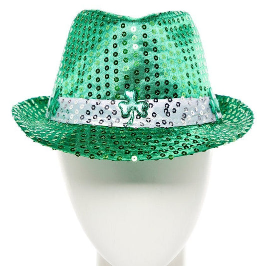 St Patrick's Day Sequin Fedora Hat