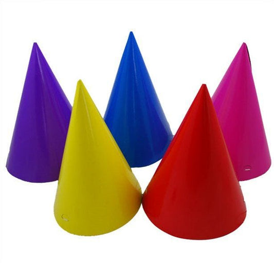 Party Cone Hats - Assorted Colours (8pk)