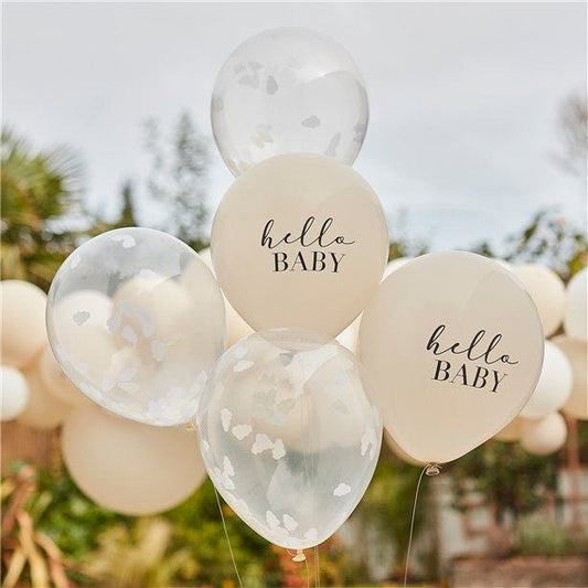 Hello Baby Cloud Confetti Latex Balloons - 12" (5pk)