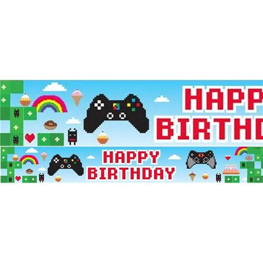 Holographic Gaming Happy Birthday Banner - 2.7m