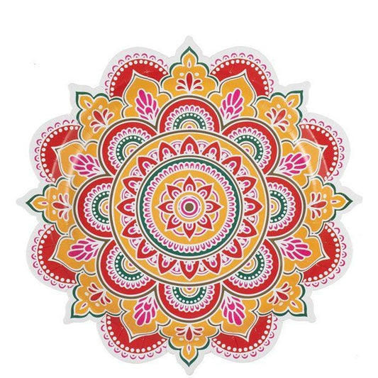 Diwali Multicoloured Patterned Paper Plates - 27cm (8pk)