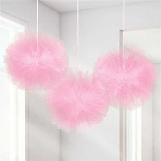 Fluffy New Pink Tulle Decoration - 12" (3pk)