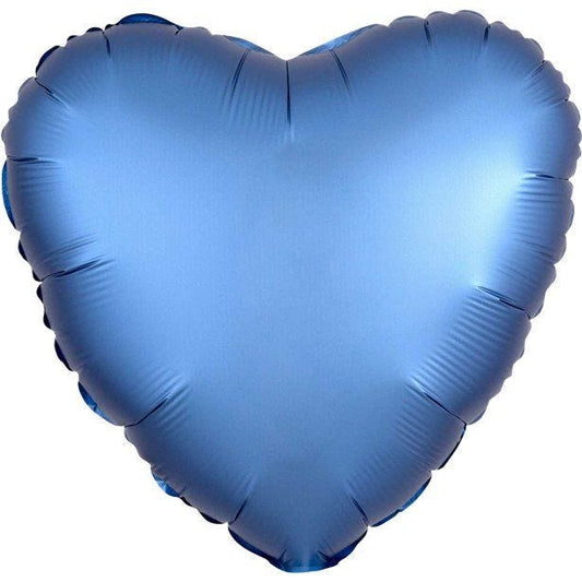 Azure Satin Luxe Heart Foil Balloon - 18"