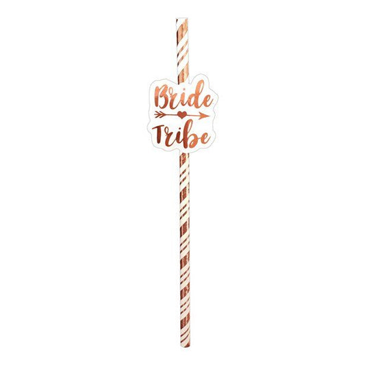 Bride Tribe Rose Gold Paper Straws (6pk)