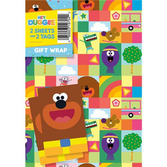 Hey Duggee Wrapping Paper - 2 Sheets (50cm x 70cm) with Tags