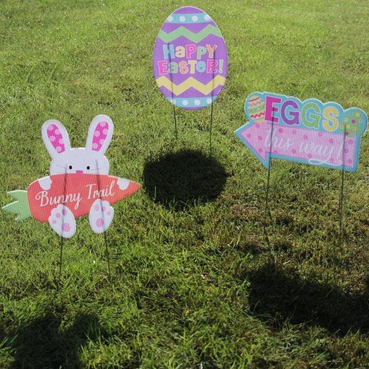 Easter Egg Hunt Lawn Signs - 27cm (3pk)