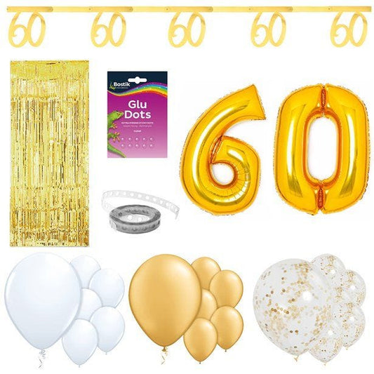 60th White & Gold Milestone Decorating Kit