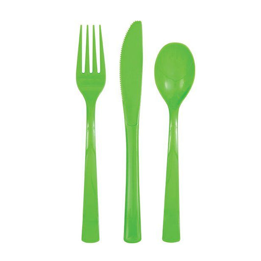 Lime Green Reusable Plastic Cutlery Set (18pk)