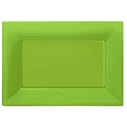 Lime Green Plastic Serving Platters - 23cm x 32cm (3pk)
