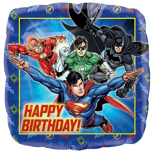 Justice League Happy Birthday Square Balloon - 18" Foil