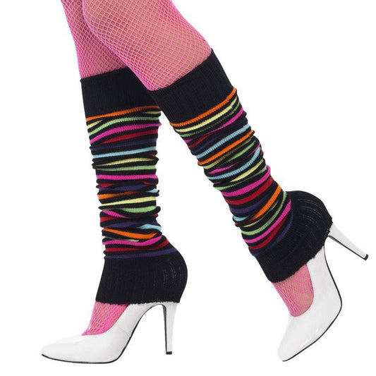 Neon Black Striped Leg Warmers