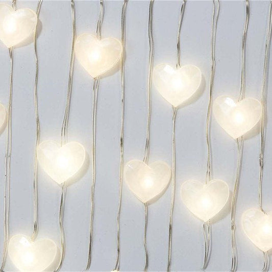 White Heart LED String Lights - 3m