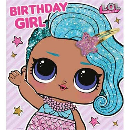 LOL Surprise Birthday Girl Card With Hair Clip