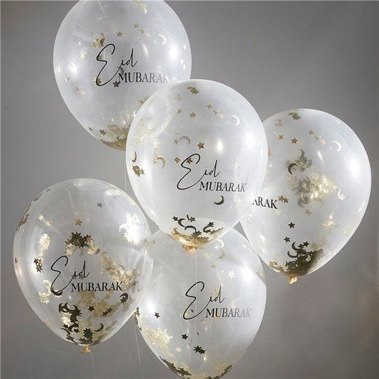 Eid Confetti Balloons - 12" Latex (5pk)