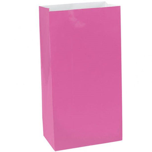 Hot Pink Party Bags - Paper 24cm (12pk)