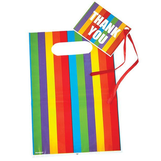 Rainbow Stripe Loot Bags & Tags (8pk)
