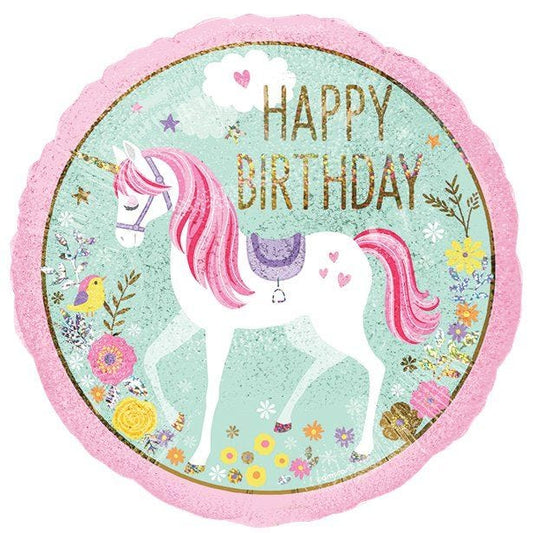 Magical Unicorn 'Happy Birthday' Foil Balloon - 18"