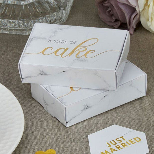 Scripted Marble Wedding Cake Boxes (10pk)