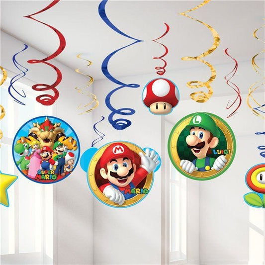 Super Mario Hanging Swirls (12pk)