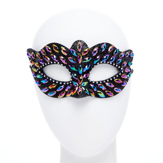 Black Masquerade Mask with Gems & Rhinestones