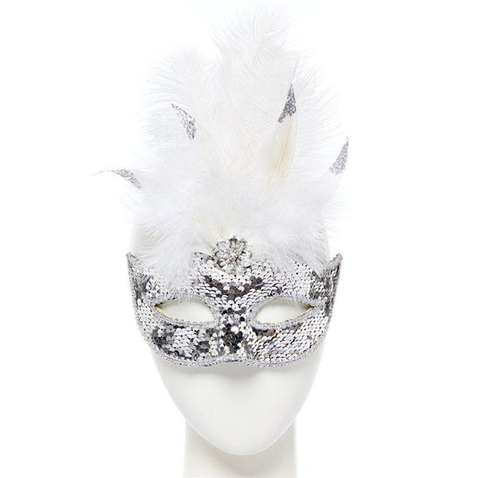 Silver Masquerade Mask with Sequins