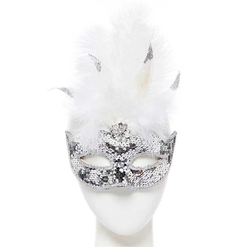 Silver Masquerade Mask with Sequins