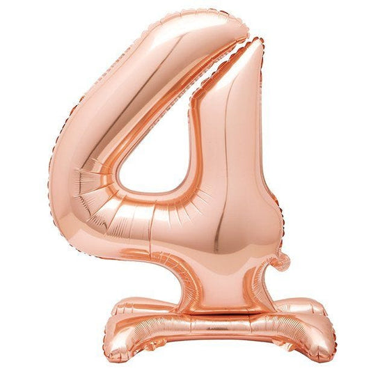 Number 4 Rose Gold Standing Balloon -  30" Foil