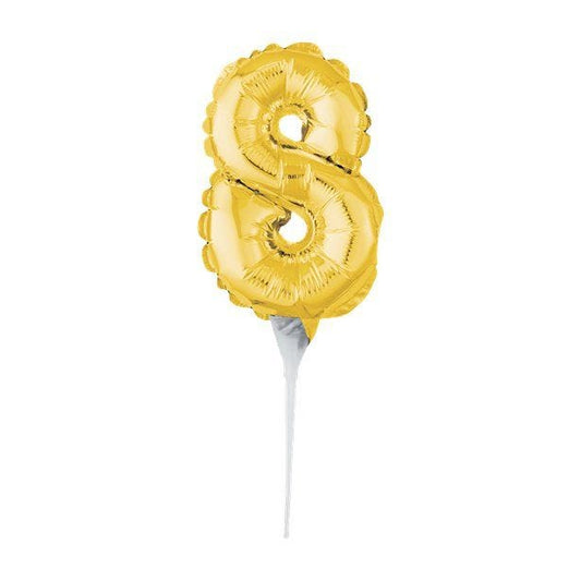 Air-Filled Gold Balloon Number 8 Cake Topper -15cm