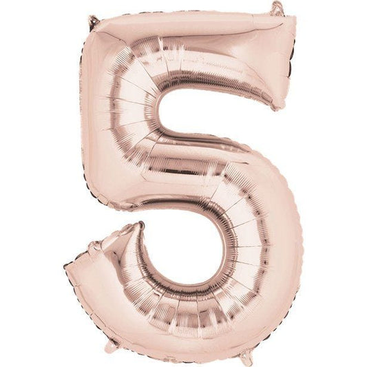 Rose Gold Number 5 Air Filled Balloon - 16" Foil