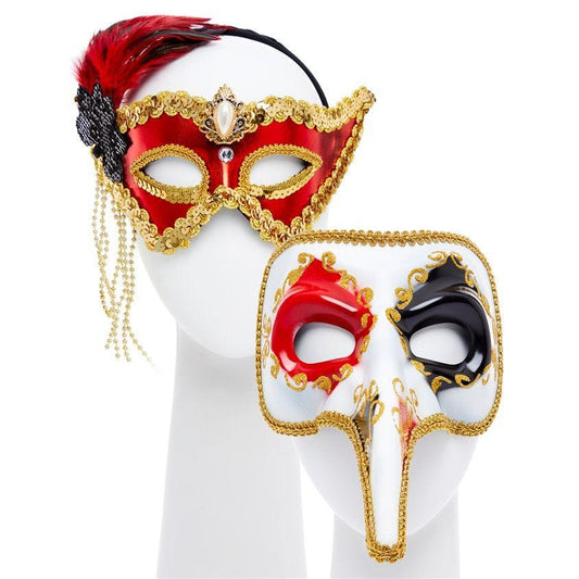 Red/Gold Masquerade Masks for Couples