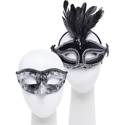 Black/Silver Masquerade Masks for Couples