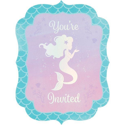 Mermaid Shine Iridescent Party Invitations (8pk)