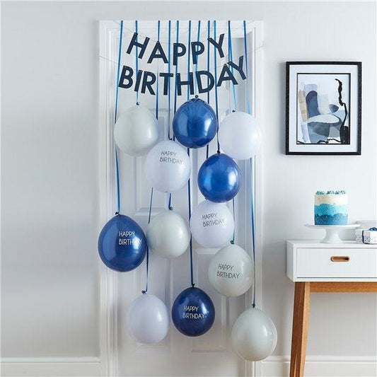 Mix It Up Blue Happy Birthday Balloon Door Kit