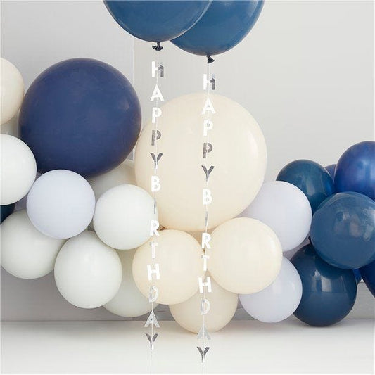 Mix It Up Silver Happy Birthday Balloon Tails (5pk)