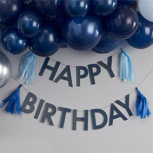 Mix It Up Blue Happy Birthday Tassel Bunting