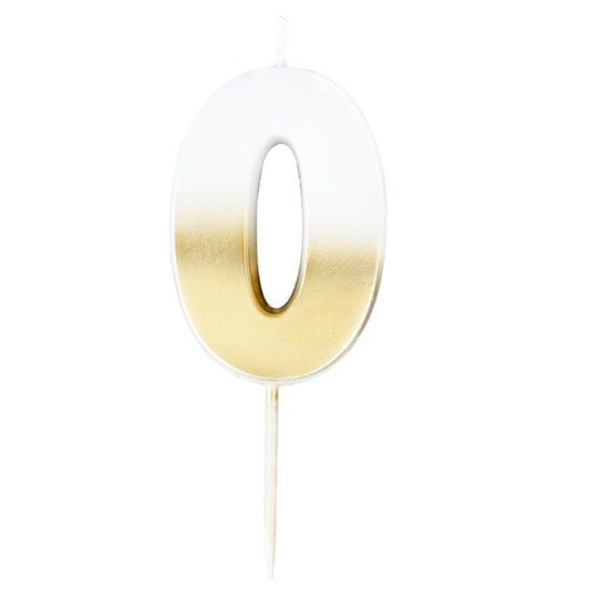 Gold Ombre Number 0 Candle - 5cm