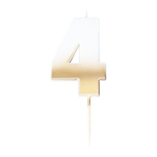 Gold Ombre Number 4 Candle - 5cm