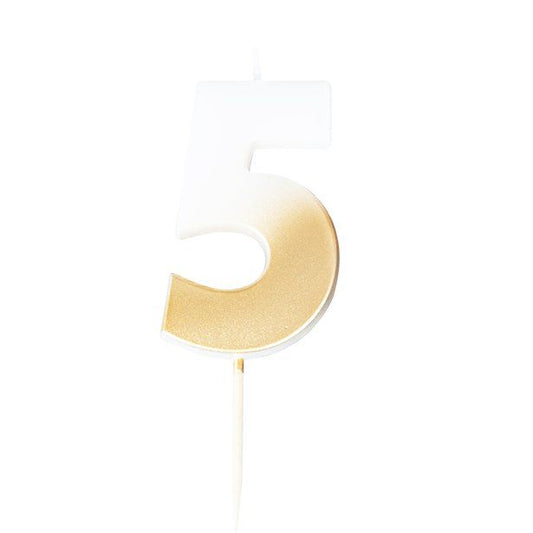 Gold Ombre Number 5 Candle - 5cm