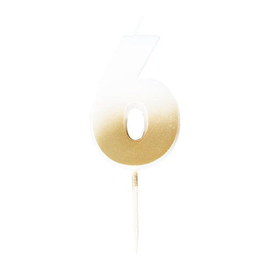 Gold Ombre Number 6 Candle - 5cm